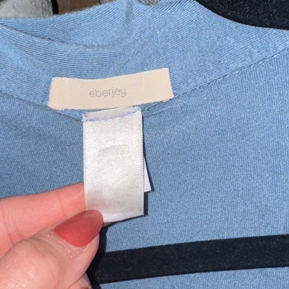 Eberjey gisele tencel modal pajamas shirt top short sleeve wedgewood relaxed - Picture 3 of 7